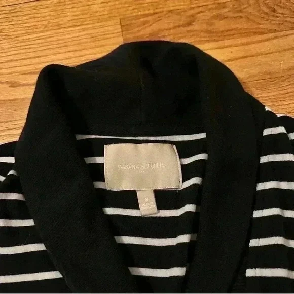 Banana Republic Black White Striped Shirt Women S - Picture 7 of 9